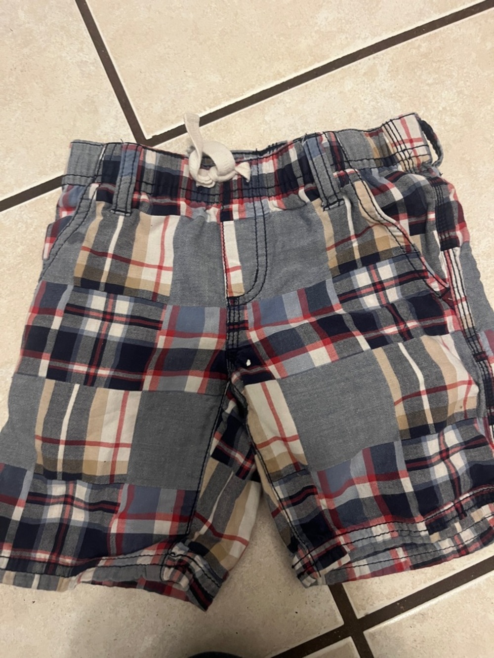 Gymboree Plaid Patchwork Shorts - Blue, Navy, Tan, Red